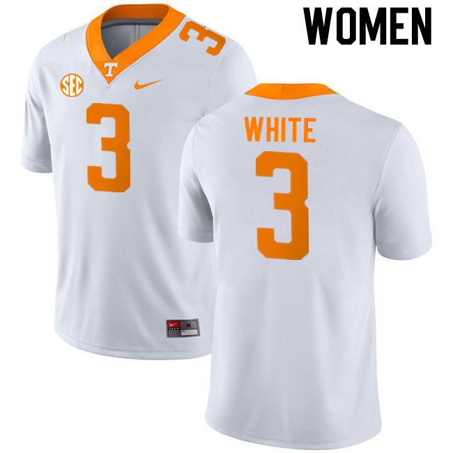 Women #3 Squirrel White Tennessee Volunteers College Football Jerseys Stitched-White